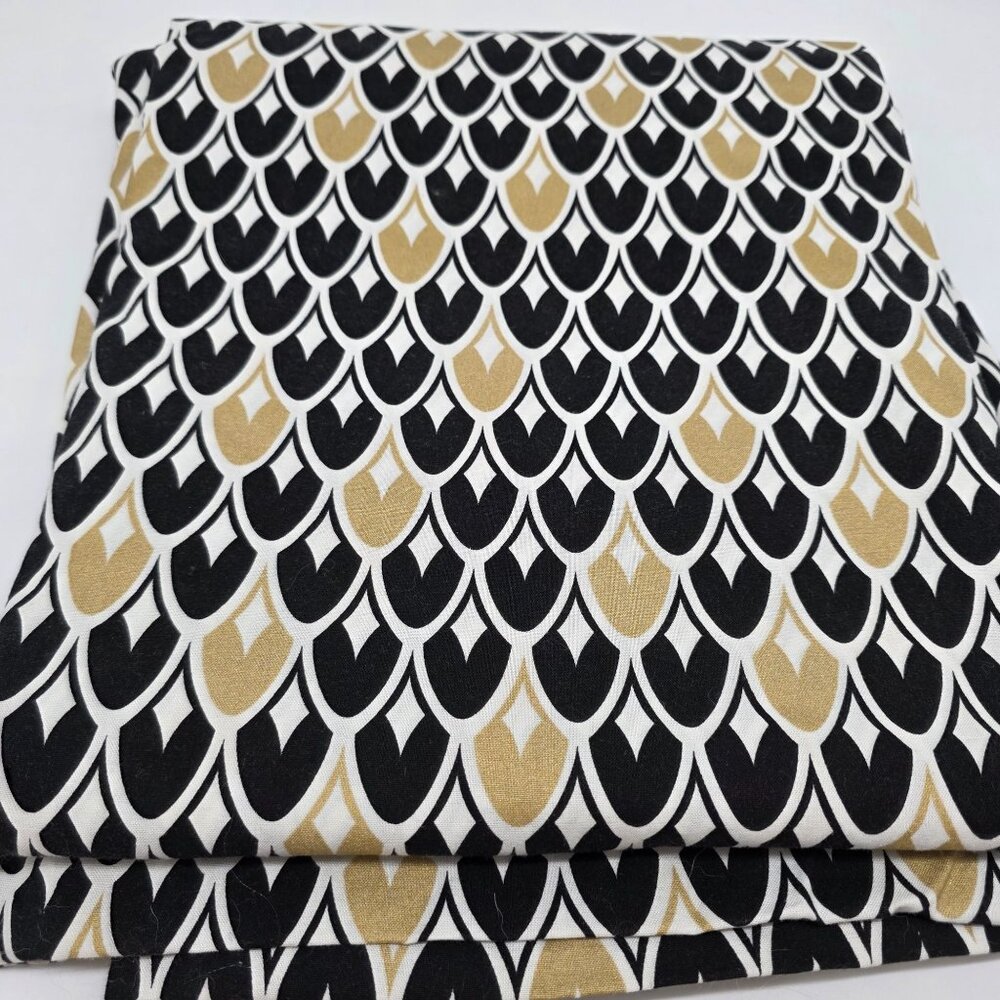 Quilting Fabric Layered Sequins Pattern Black & Gold 5 Yards by Emma & Mila